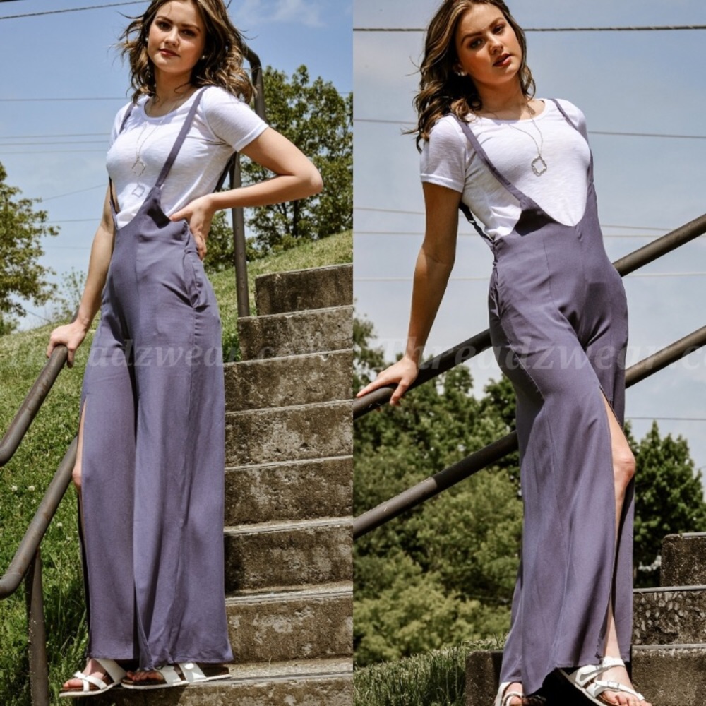 Charcoal grey pants.